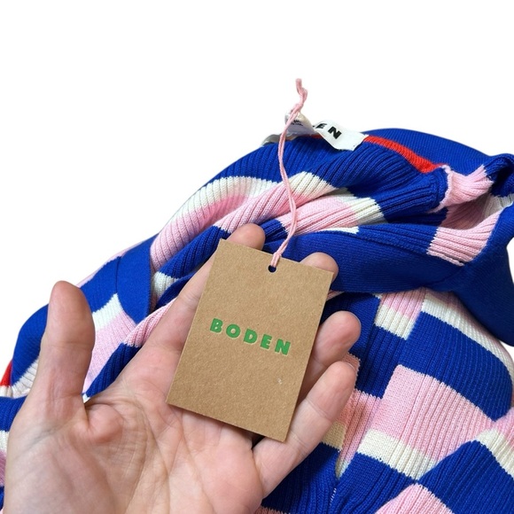 NWT Boden Collared Ribbed Midi Stripe knit sweater Dress size 8L pink striped - Picture 4 of 6